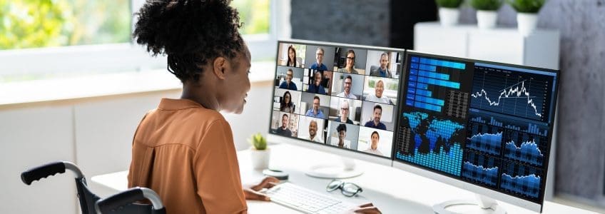 The Role of MMS in Remote Work Enablement 33 Online Virtual Teleworking Meeting On Computer